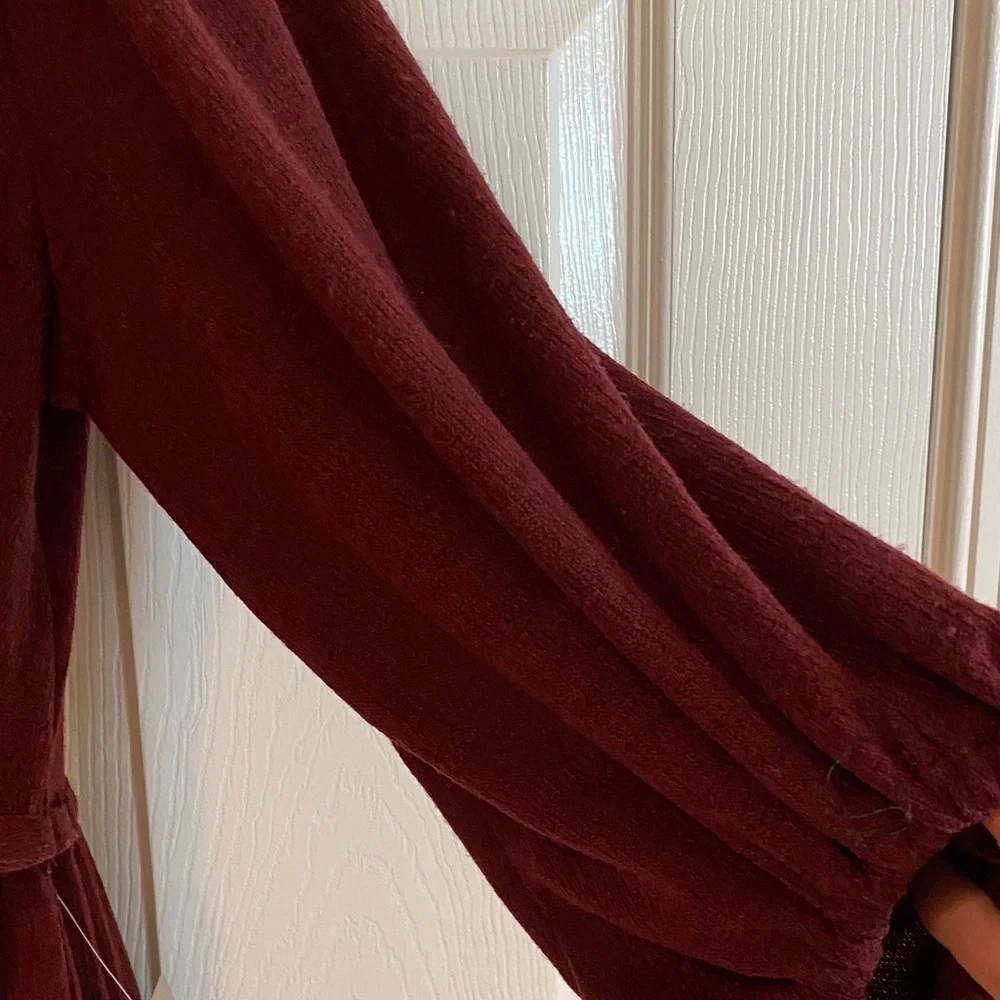 Max Studio Women's Burgundy V-Neck Sweater Dress - Picture 5 of 8